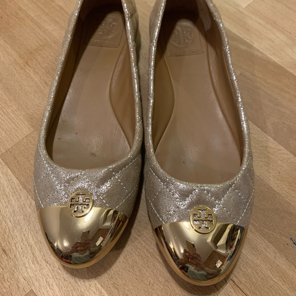 Tory Burch Metallic Gold Flats